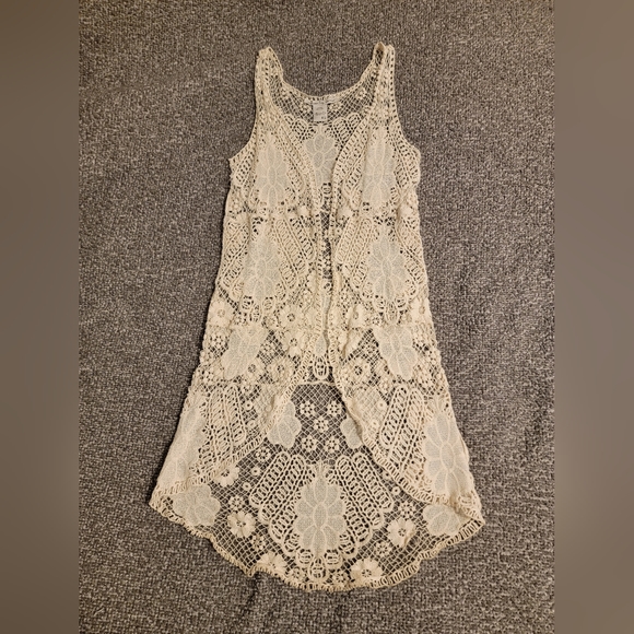 ✨️2/$20 American Rag Crochet Detail Cream Cardigan XS - Picture 3 of 5